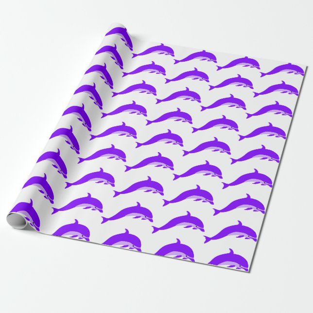Papel de Presente Golfinho Roxo para Qualquer Ocas (Desenrolado)