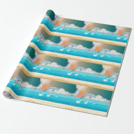 Papel De Presente golfinho saltando no oceano
