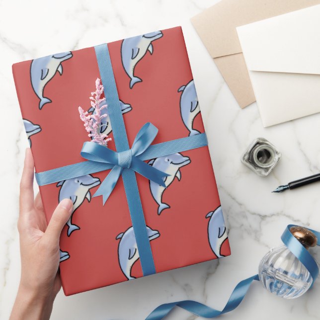 Papel De Presente Golfinho Sorridente Fofo (Presentear)