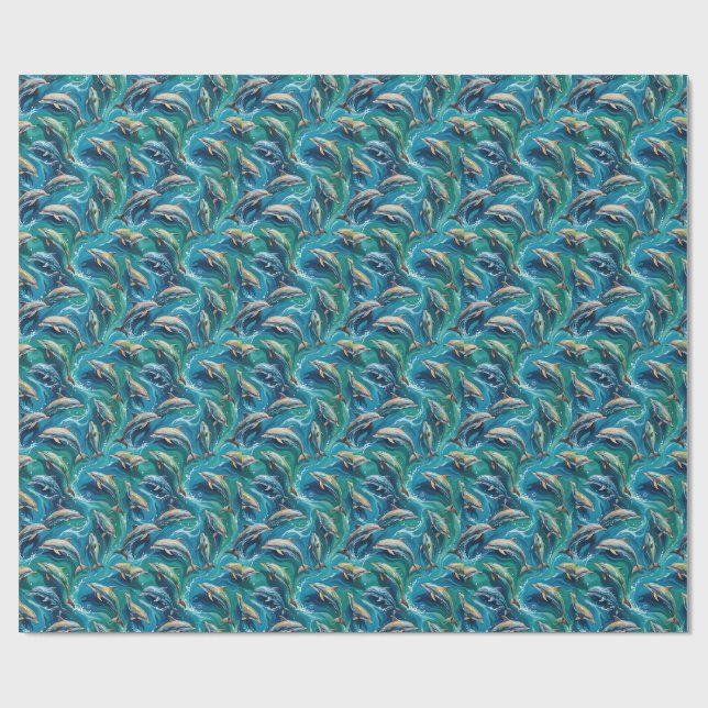 Papel De Presente Golfinhos nadam  (Aberto)