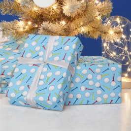 Papel De Presente Golgando Bolas de Golfe e Tees Golfista