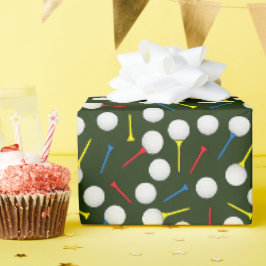 Papel De Presente Golgando Bolas e Tees de Golfe Golfista