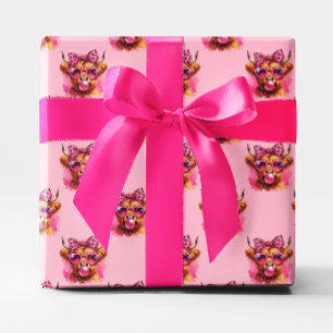 Papel De Presente Goma-Bolha Rosa Altos - Vaca