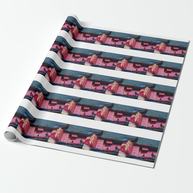 Papel De Presente Gôndola de Luxo Costeira em Veneza (Desenrolado)
