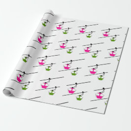 Papel De Presente Gôndolas rosa e verde