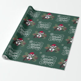 Papel De Presente Goofy-Inspired Dark Green Red White Holiday