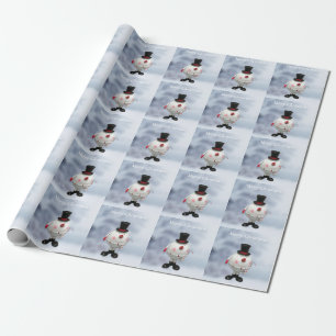 Papel De Presente Gordinho Boneco de Lata Divertido de Neve Natalino
