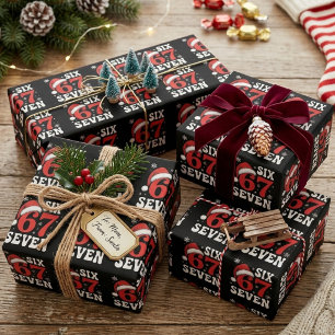 Papel De Presente Gorra de Natal Seis Sete Divertida Frase de Natal