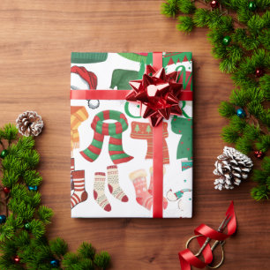 Papel De Presente Gorro de Natal Branco e Aconchegante Cachecóis e M