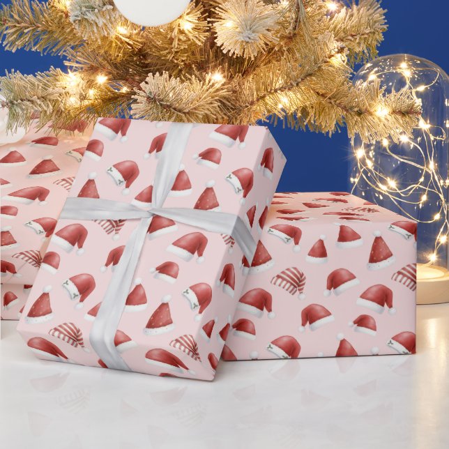 Papel De Presente Gorro de Papai Noel Fofo para Meninas Rosa Natal (Feriados)