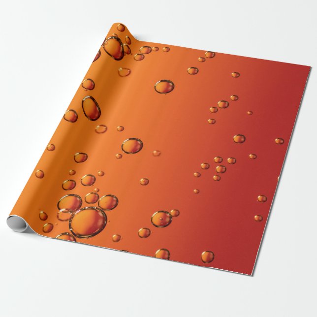 Papel De Presente Gotas de água na superfície laranja (Desenrolado)