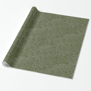 Papel De Presente Gotas de água verde-oliva