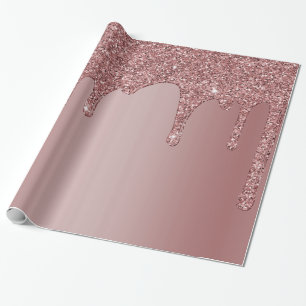 Papel De Presente Gotas de brilho com brilho Dourado de Rosa chic lu