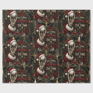Papel De Presente Goth Golf Natal Gótico Golfista Feriado