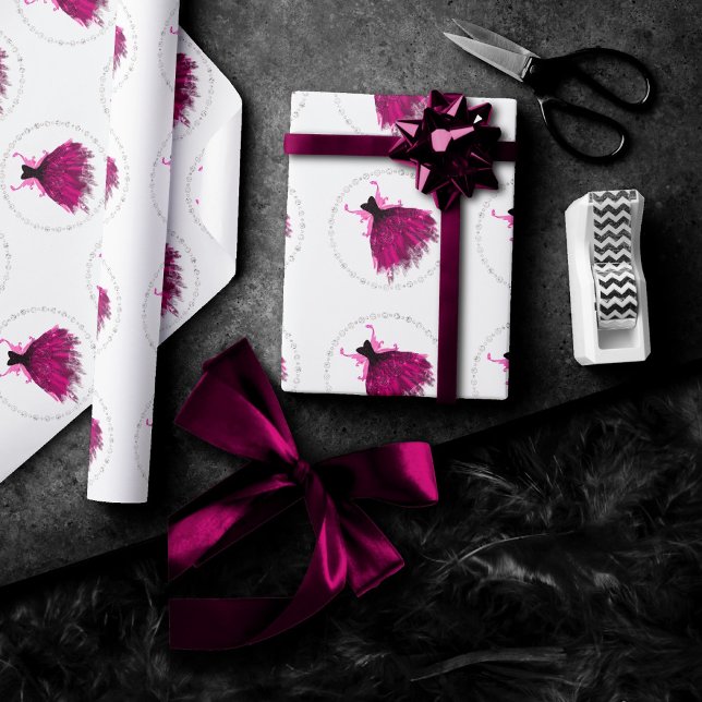 Papel De Presente Gothic Fairy Fuchsia Gown | Magenta Rosa-Rosa-Boca (Criador carregado)