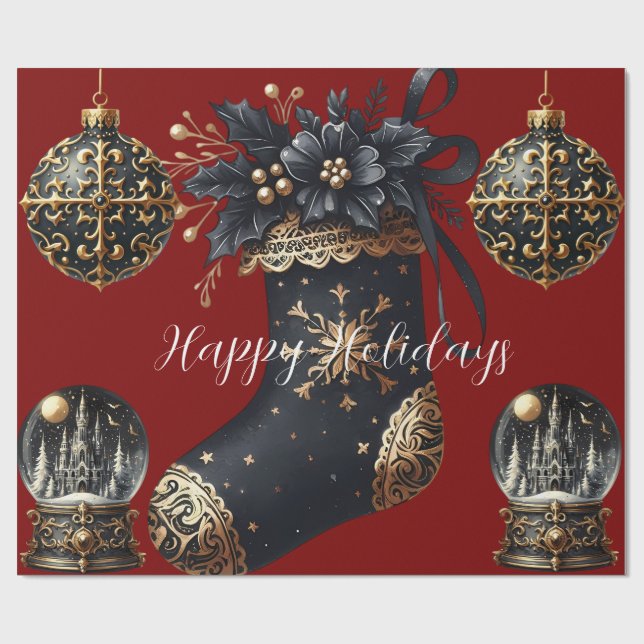 Papel De Presente Gothic Holidays Wrapping Paper (Aberto)