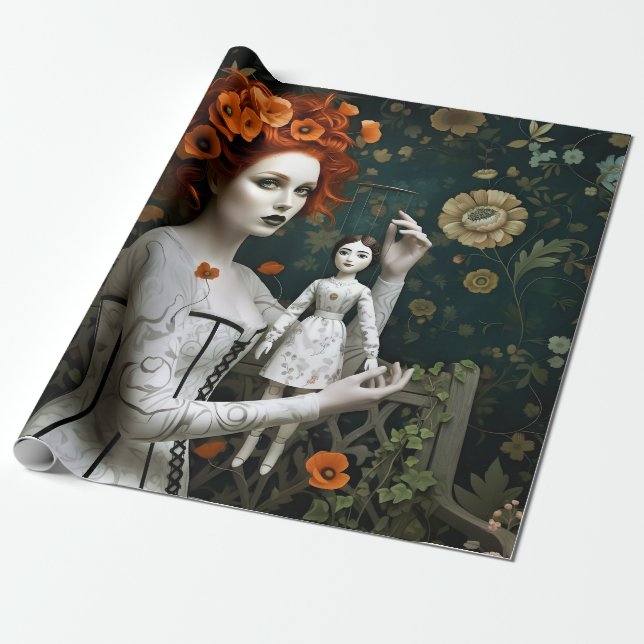 Papel De Presente Gothic Vintage Art Design (Desenrolado)