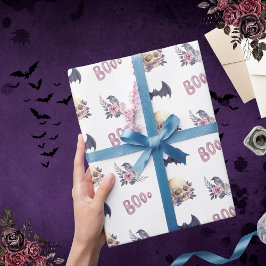 Papel De Presente Gótica de Aquarela Rosa Raven Bats Boo Gift