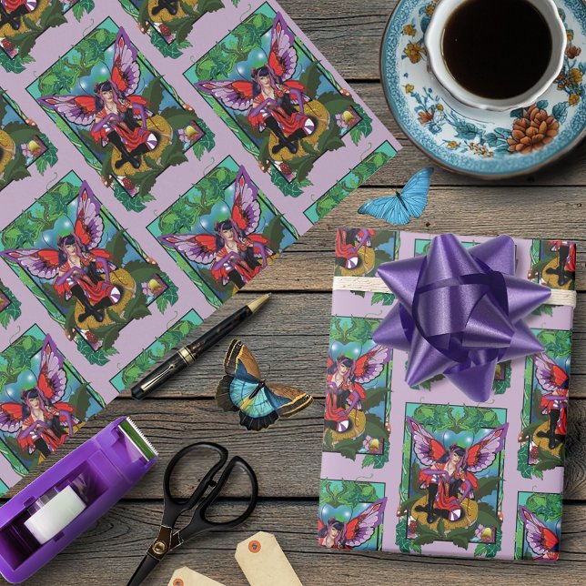 Papel De Presente Gótico Cogão Vermelho Roxo Gótico (Criador carregado)