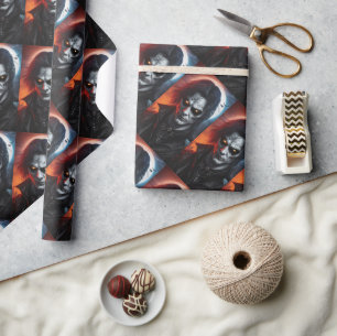 Papel De Presente Gótico de vampiro Drácula halloween aniversário