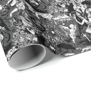 Papel De Presente Gótico gótico preto cinzento Baphomet do Victori