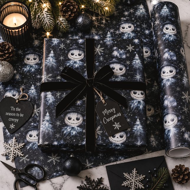 Papel De Presente Gótico Papai Noel Assustador Boneco de Neve (Criador carregado)
