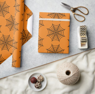 Papel De Presente Gótico Preto Roxo de Aranha do Halloween Spooky