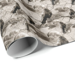 Papel De Presente Gótico Spooky Raven No Dia das Bruxas Adultas Da L