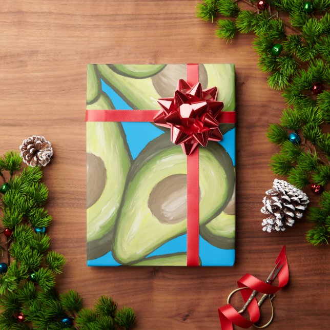 Papel De Presente Gourmet Fresco Vegan Avocado Padrão (Presente de Natal)