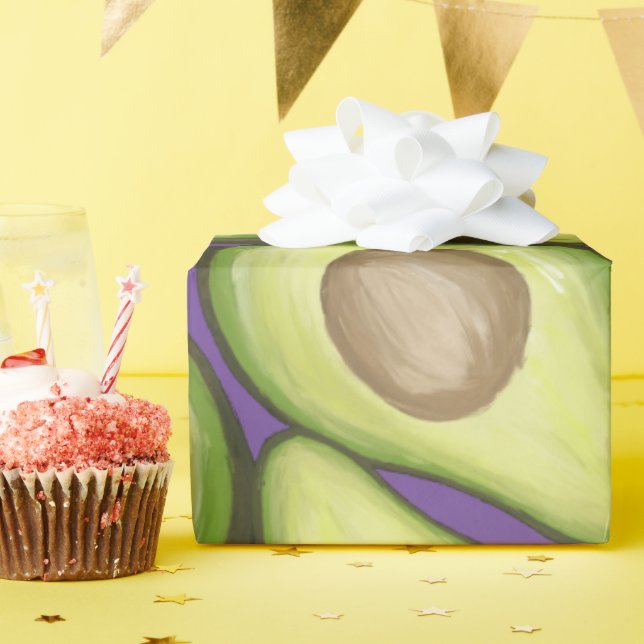 Papel De Presente Gourmet Fresco Vegan Avocado Padrão (Festa de aniversário)