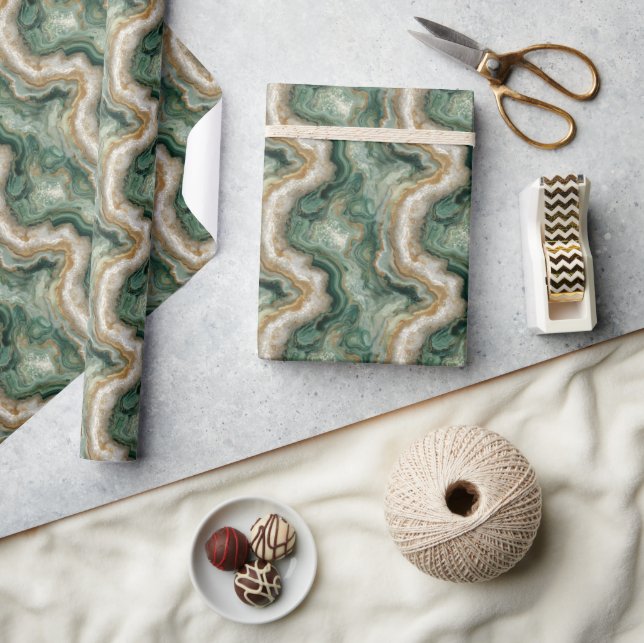 Papel De Presente Graceful Green Marble Pattern (Artesanato)