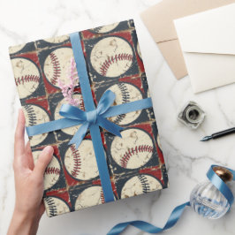 Papel De Presente Grade de Beisebol Vintage