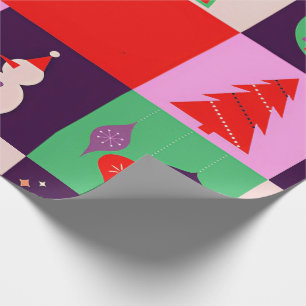 Papel De Presente Grade de Ícones de Natal Coloridos com Tema de Fér