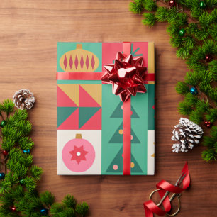 Papel De Presente Grade de Ícones de Natal Coloridos Temáticos