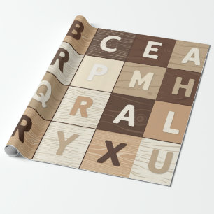 Papel De Presente Grade de Letras de Madeira