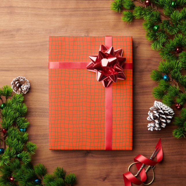 Papel De Presente Grade de Onda Retro (Presente de Natal)
