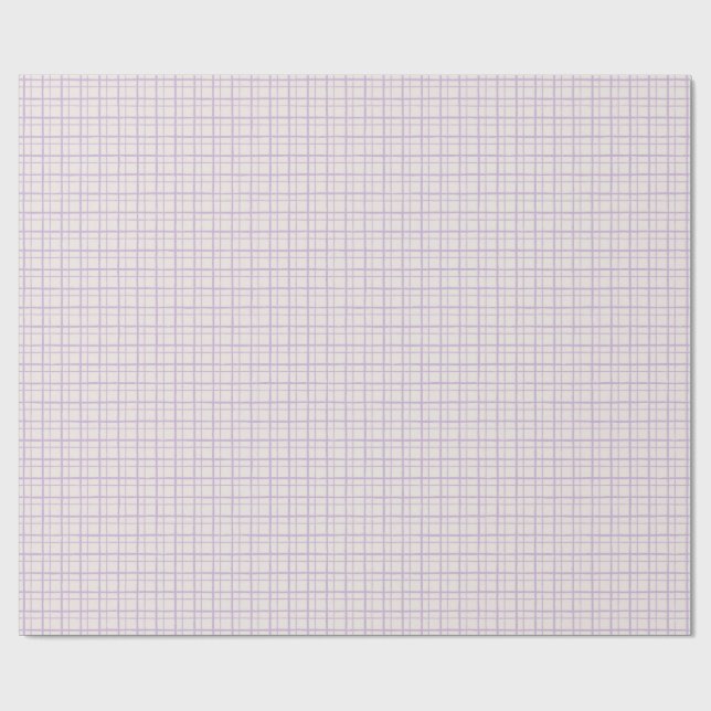 Papel De Presente Grade Lilás Xadrez com Grid Desenhado à Mão Minima (Aberto)