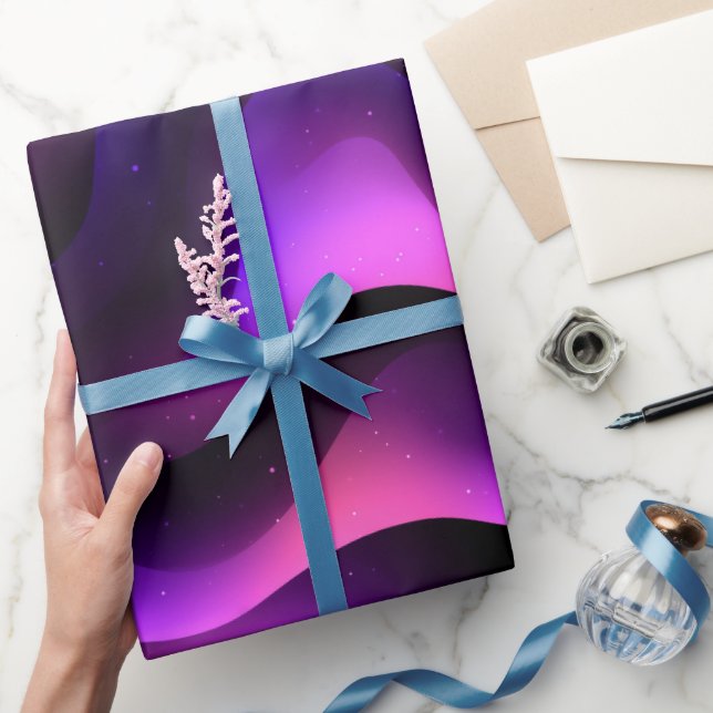 Papel De Presente Gradient Purple Pink Fusion Dark Abstract Pattern (Presentear)