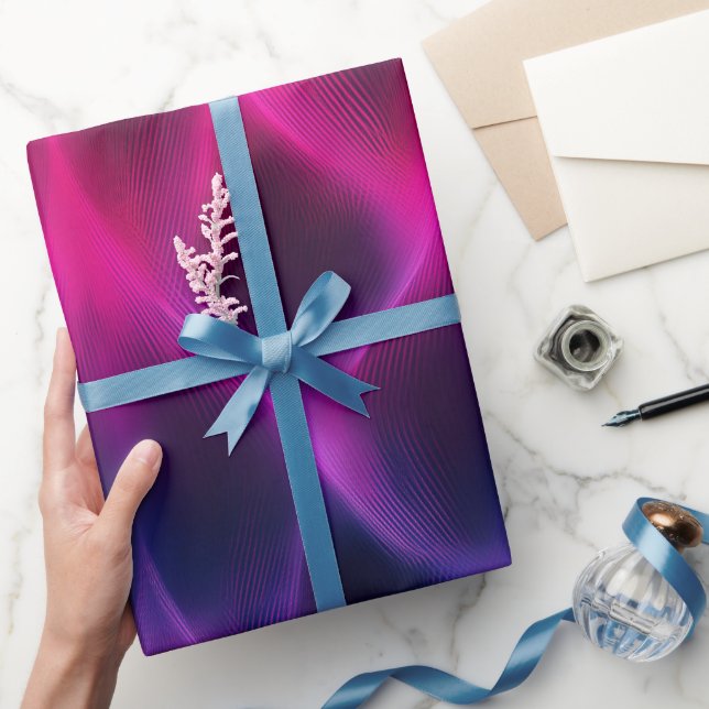 Papel De Presente Gradient Purple Pink Fusion Dark Abstract Pattern (Presentear)
