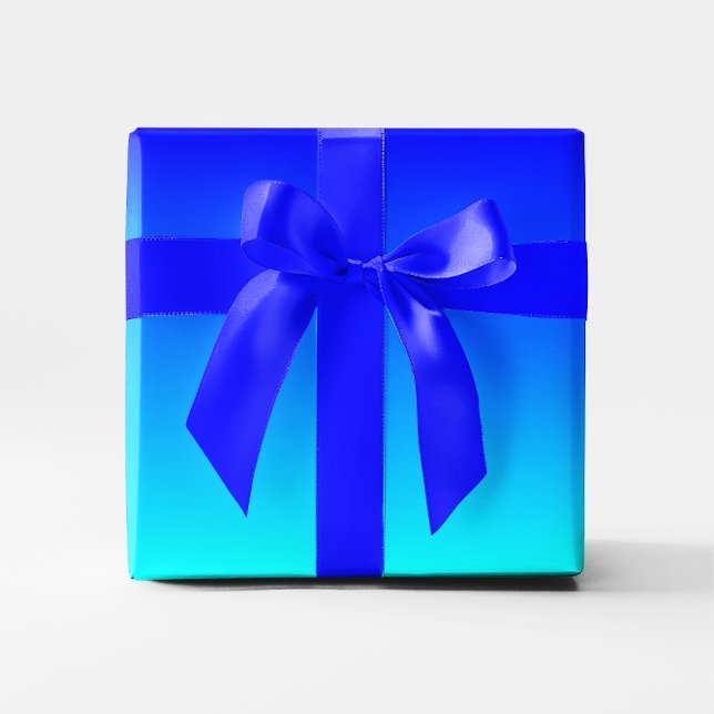Papel De Presente Gradiente Aqua Azul (Aqua to Blue Gradient Wrapping Paper)