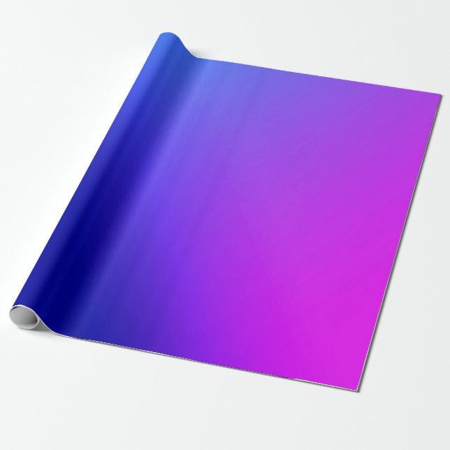 Papel De Presente Gradiente Azul e Roxo Personalizável (Desenrolado)