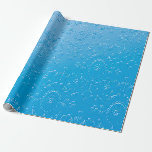 Papel De Presente Gradiente de Abstrato de Flor Azul Emboscada