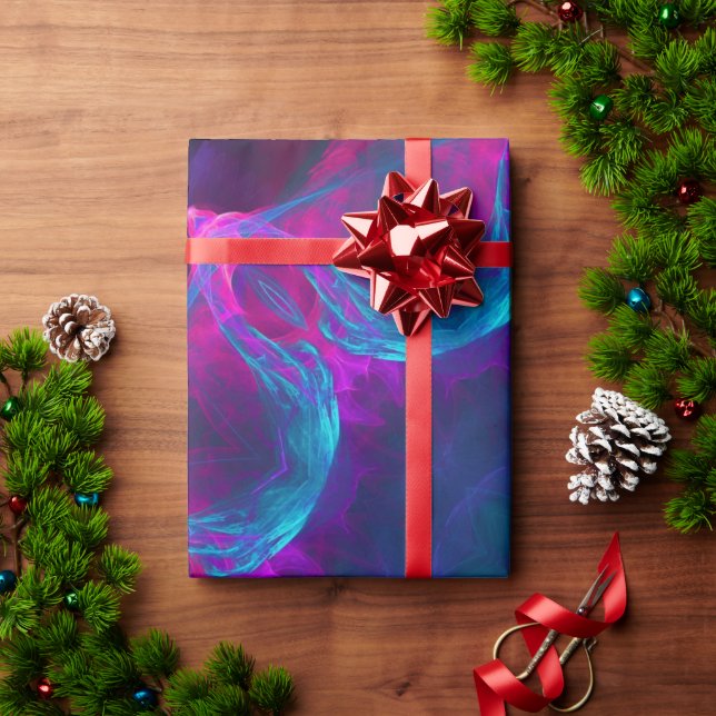 Papel De Presente Gradiente de Caleidoscópio Escuro e Azul Neon (Presente de Natal)