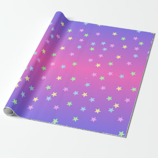 Papel De Presente Gradiente de Estrelas Rosa e Roxo