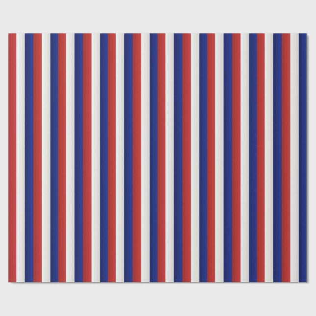Papel De Presente Gradiente de Listras Patrióticas Vermelho Branco e (Aberto)
