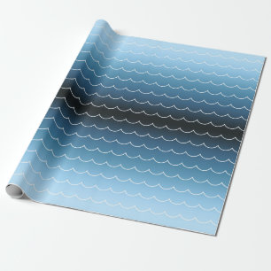 Papel De Presente Gradiente de Padrão de Onda Azul Moderno