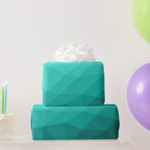 Papel De Presente Gradiente Geométrico de Malha de Aqua Turquesa