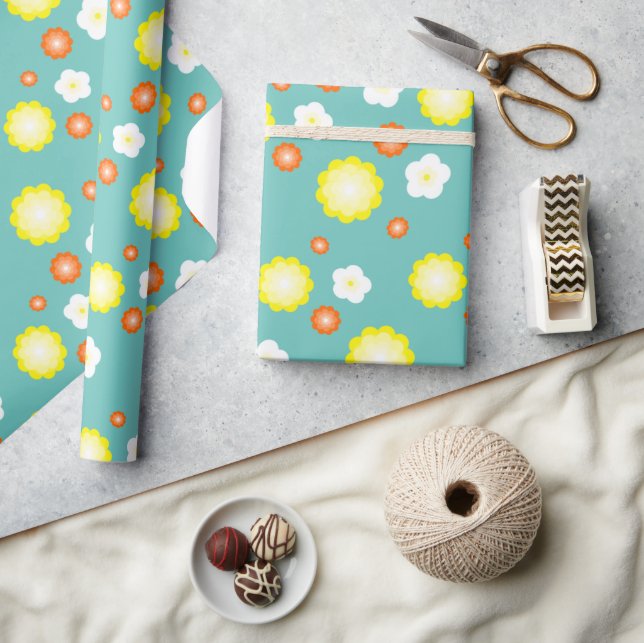 Papel De Presente Gradiente giro moderno Flores margaridas padrão fe (Artesanato)