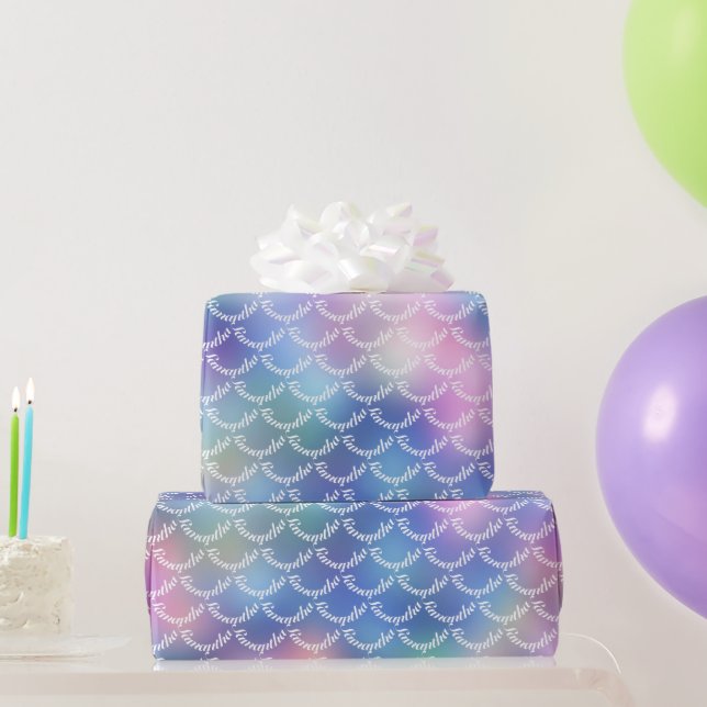 Papel De Presente Gradiente Holográfico Puro e Colorido Personalizáv (Presentes para festas)