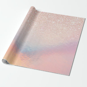 Papel De Presente Gradiente Holográfico Rosa Iridescente da Lente